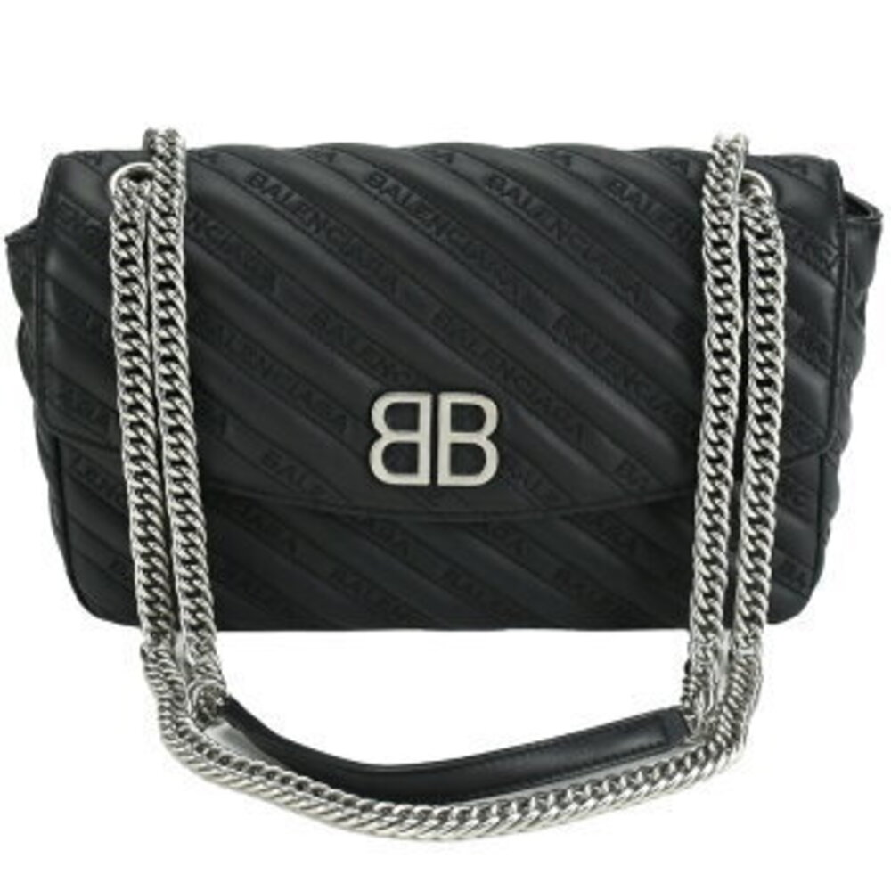 Balenciaga Round Chain Shoulder Bag Crossbody Bag black leather logo - Picture 1 of 8